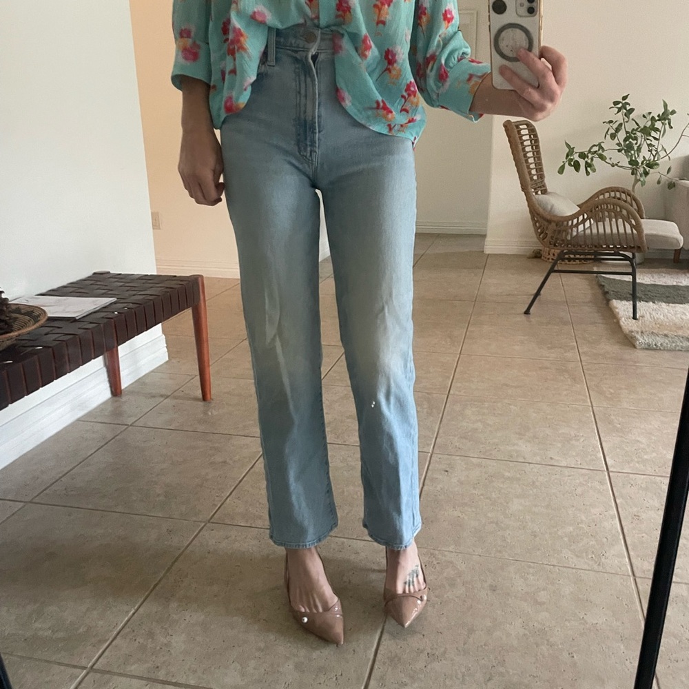 MOTHER Light Blue High-Rise Straight Jeans